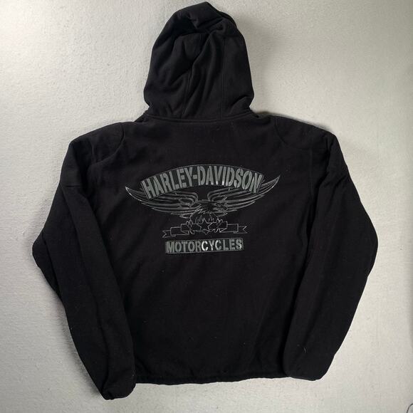 Harley Davidson Jacket Mens XL Fleece Hooded HD Motorcycles Eagle Logo Zip Coat - Picture 2 of 16